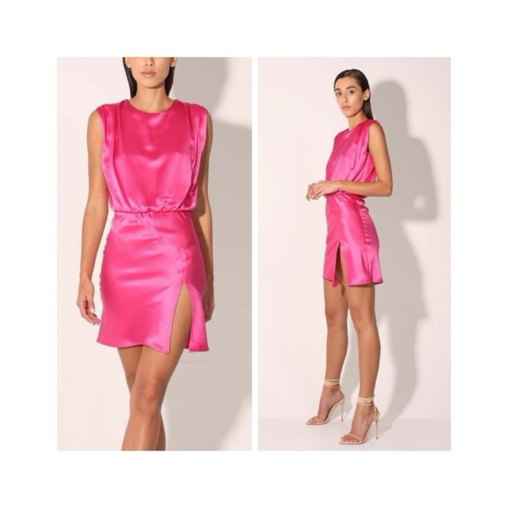 NEW NONchalant Label Desiree Satin Mini Dress (Sz XS) Fuchsia Pink
